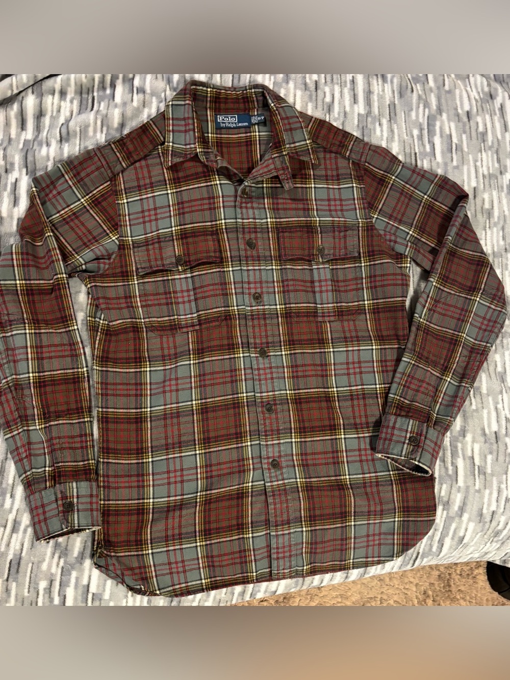 Polo by Ralph Lauren Men's Red and Green Plaid Button-Down Shirt size small